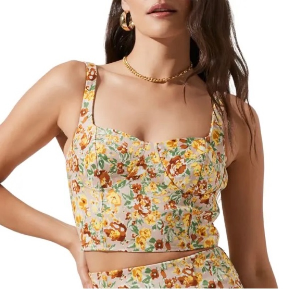 ASTR the Label Monet Floral Bustier Crop Top